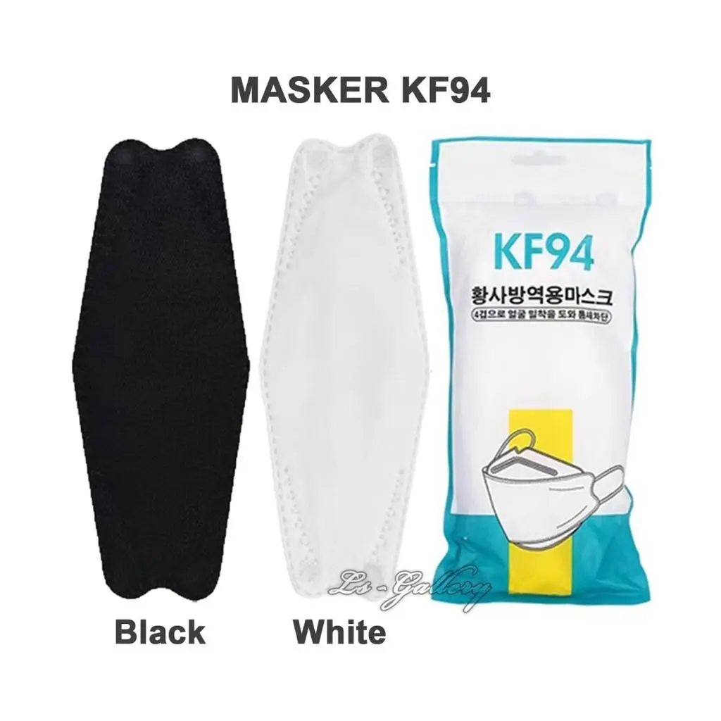 MASKER KF94 KOREA 4PLY POLOS HITAM/PUTIH- GRATIS ONGKIR - BISA COD - PROMO