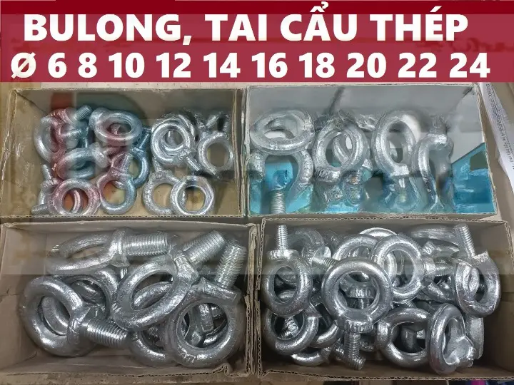 Tai cẩu thép, bulong tròn Ø 6 8 10 12 14 16 18 20 22 24 MM