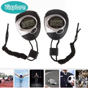 Vixplorn Stopwatch Digital Profesional LCD Dengan Strap/ Stopwatch Digital Portabel Genggam Digtal LCD Dan Tali Strap Untuk Alat Waktu Multifungsi