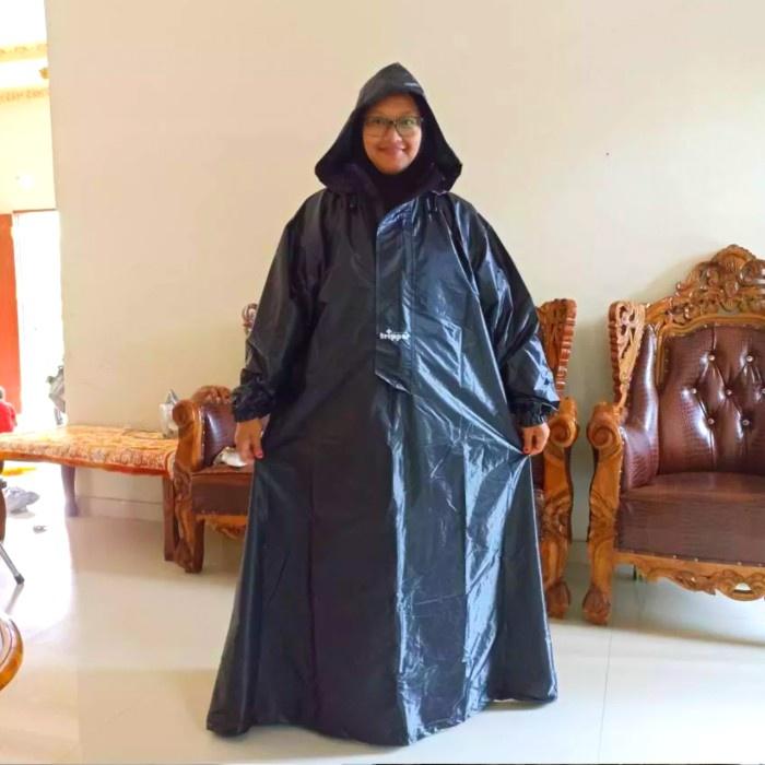 Jas Hujan Gamis Wanita atau Pria Ukuran Besar - navy 1