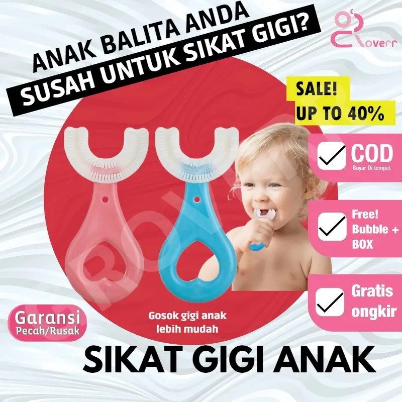 Sikat Gigi Anak Bahan Silikon Silicon Silicone Training Toothbrush Tooth Brush 360 bentuk U Lembut