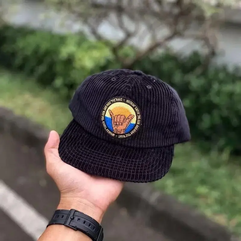 PROMO 40% - Topi Pria Rope hat Corduroy Nino Grafitty Full Black Thisplan