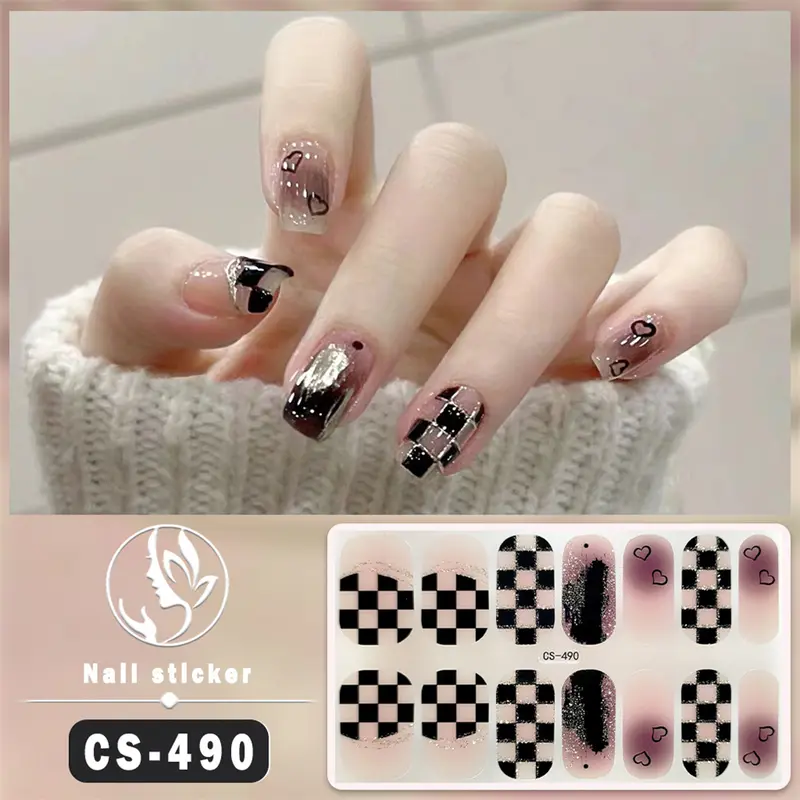 Miếng Dán Móng Tay Gel Nướng Tự Do, Phong Cách Mới, Không Có Đèn UV, Thiết Kế Hoa Và Bướm, Không Thấm Nước, Miếng Dán Đầy Đủ, [Ruiyap] 1