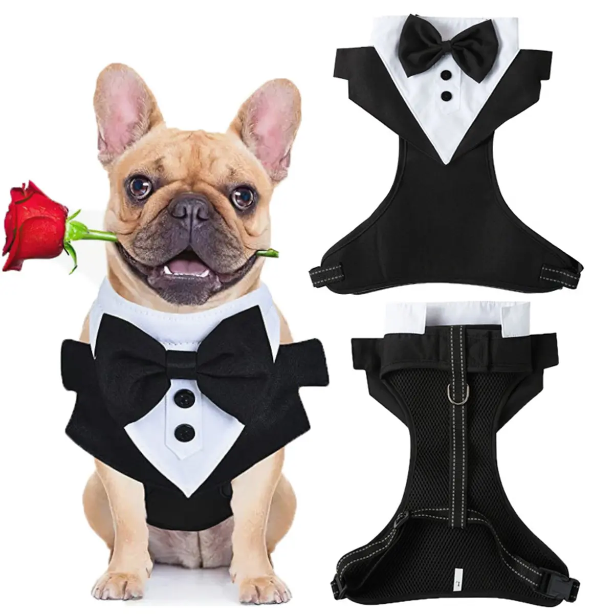 Trang Phục Tuxedo Cho Chó, Áo Sơ Mi Trang Trọng, Bộ Đồ Áo Khoác Đen Đám Cưới Cho Chó, Thích Hợp Cho Lễ Công Tử Cún chó Con Thú Cưng, Bộ Đồ Thắt Nơ, Quần Áo Cho Chó Nhỏ Và Mèo