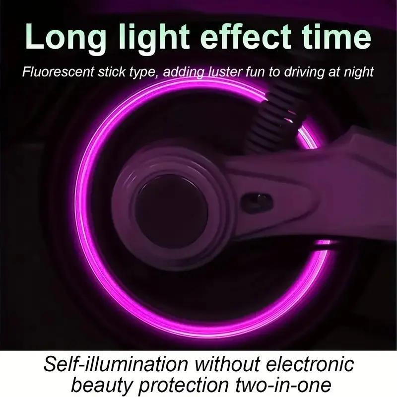 Luminous Valve Cap, 8 Counts/set Fluorescent Night Glowing Car Motorcycle Bicycle Wheel Tyre HUB Luminous Valve Stem Cap, Cycling Accessories 5