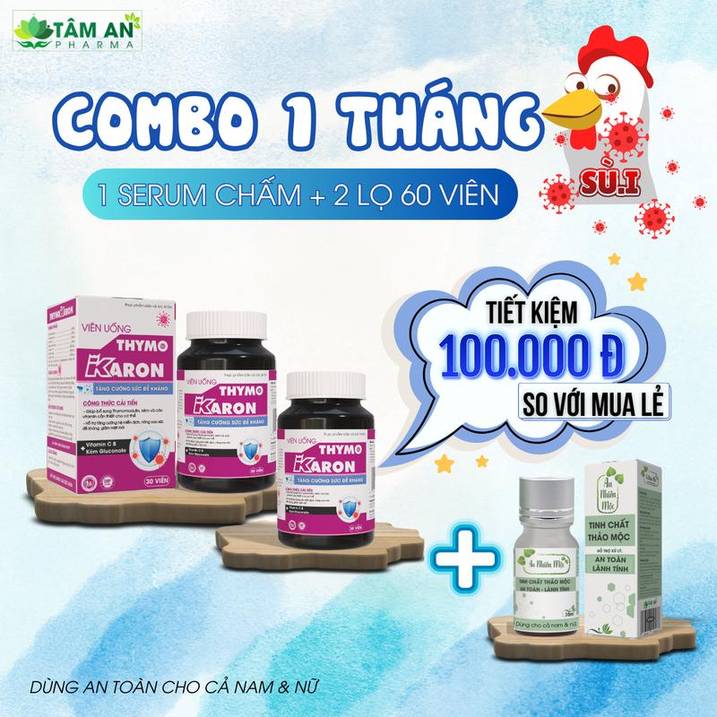 [COMBO 1 THÁNG] Serum An Nhiên Mộc Bôi Sùi Mào Gà, Hạt Ngọc và 2 Hộp THYMOKARON Uống Hỗ Trợ Tăng Miễn Dịch ( CHE TÊN )