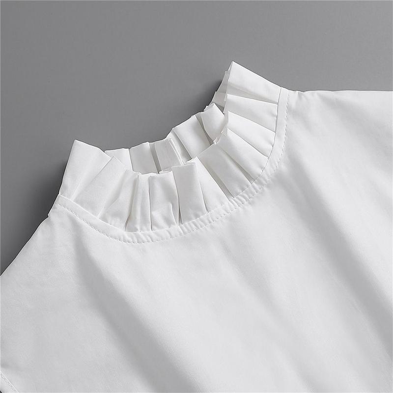 Elegant Cotton False Collar Solid Color Turtleneck Ruffled Mock Neck Sleeveless Detachable Clothes Accessory Women Ladies 7