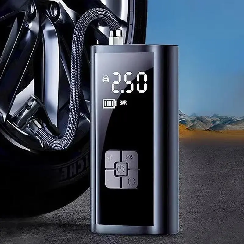 Portable Car Air Compressor, 150PSI Car Tire Inflator with LED Emergency Light, Rechargeable Car Tire Inflation Tool, Outdoor Emergency Car Accessories