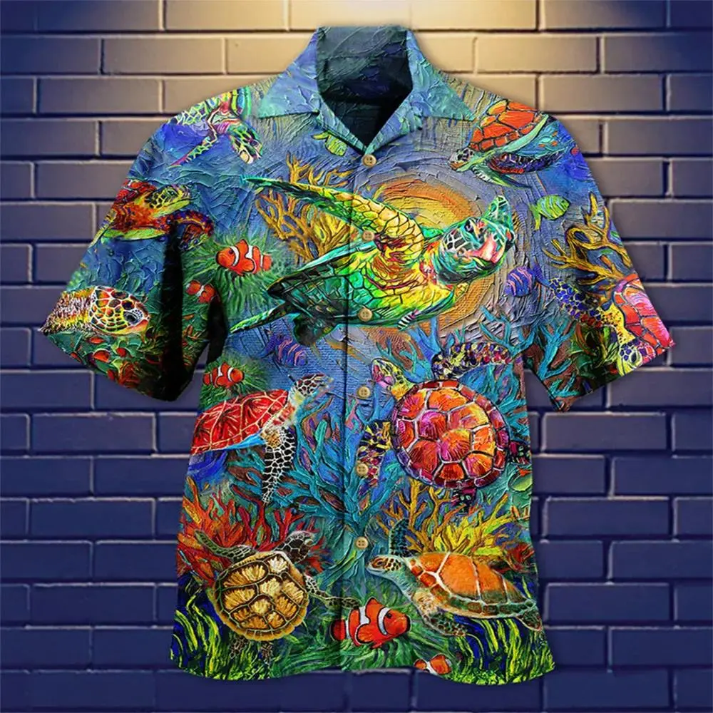2024 New Animal Crane Pig 3D Printed Men's Hawaiian Shirt Casual Trend Tops Beach Summer Vacation Shirt Men And Women 6XL