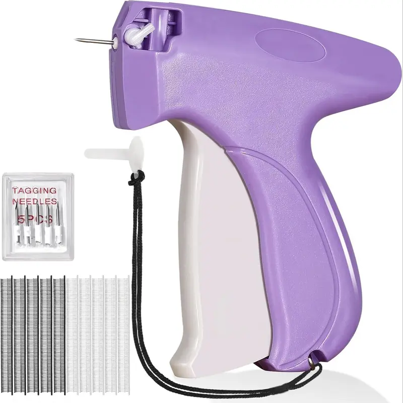 Quick Clothing Fixer, 1 Set Including 1 Count Handheld Tag Attacher Gun with 6 Counts Needles & 1000pcs Glue Needles, Sewing Tool Kit for Retail Hang Price Fabric Garment Label 7