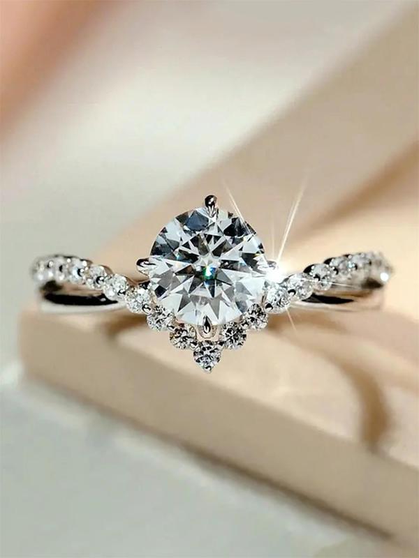 S925 Sterling Silver Synthetic Zircon Ring, Fashion Accessories for Women & Girls, Trendy All-match & Exquisite Jewelry for Birthday Gift 3