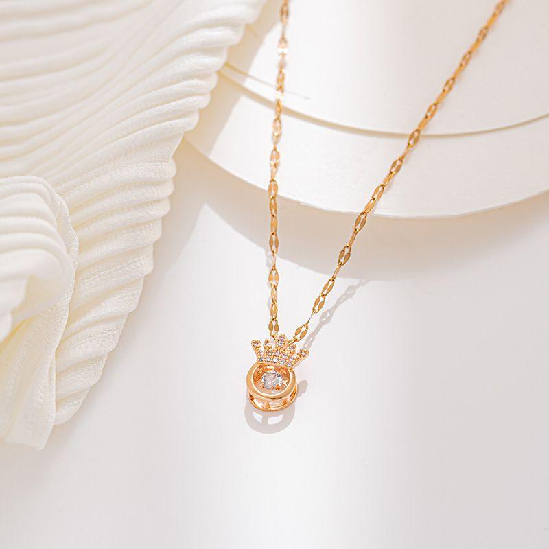Product Introduction of Kalung Titanium Liontin Mahkota Fashion Cewek Korea Anti Karat Selamanya Jewellery Emas 23