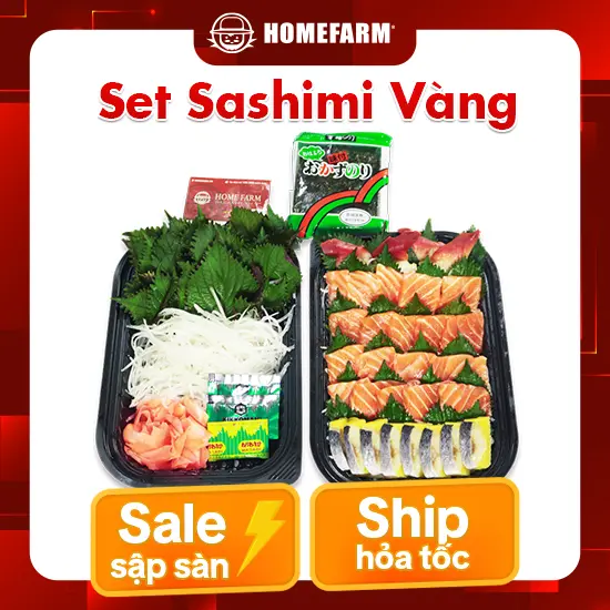 [HN/HP/HCM - Giao 2h] Set Sashimi - Vàng (Hộp) - Set sashimi tiết kiệm (2 người ăn)
