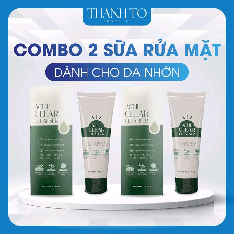 Combo 2 Chai Sữa Rửa Mặt Cho Da Dầu Mụn Acne Clear Cleanser| Thanh Tô Cosmetic Skincare