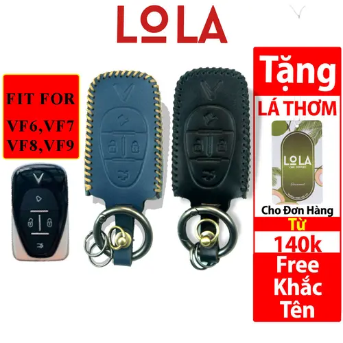Bao da chìa khoá Vinfast VF6,VF7,VF8.VF9 ô tô xe điện mẫu chìa mới chât liệu da bò hoàn thiện bằng tay Lola