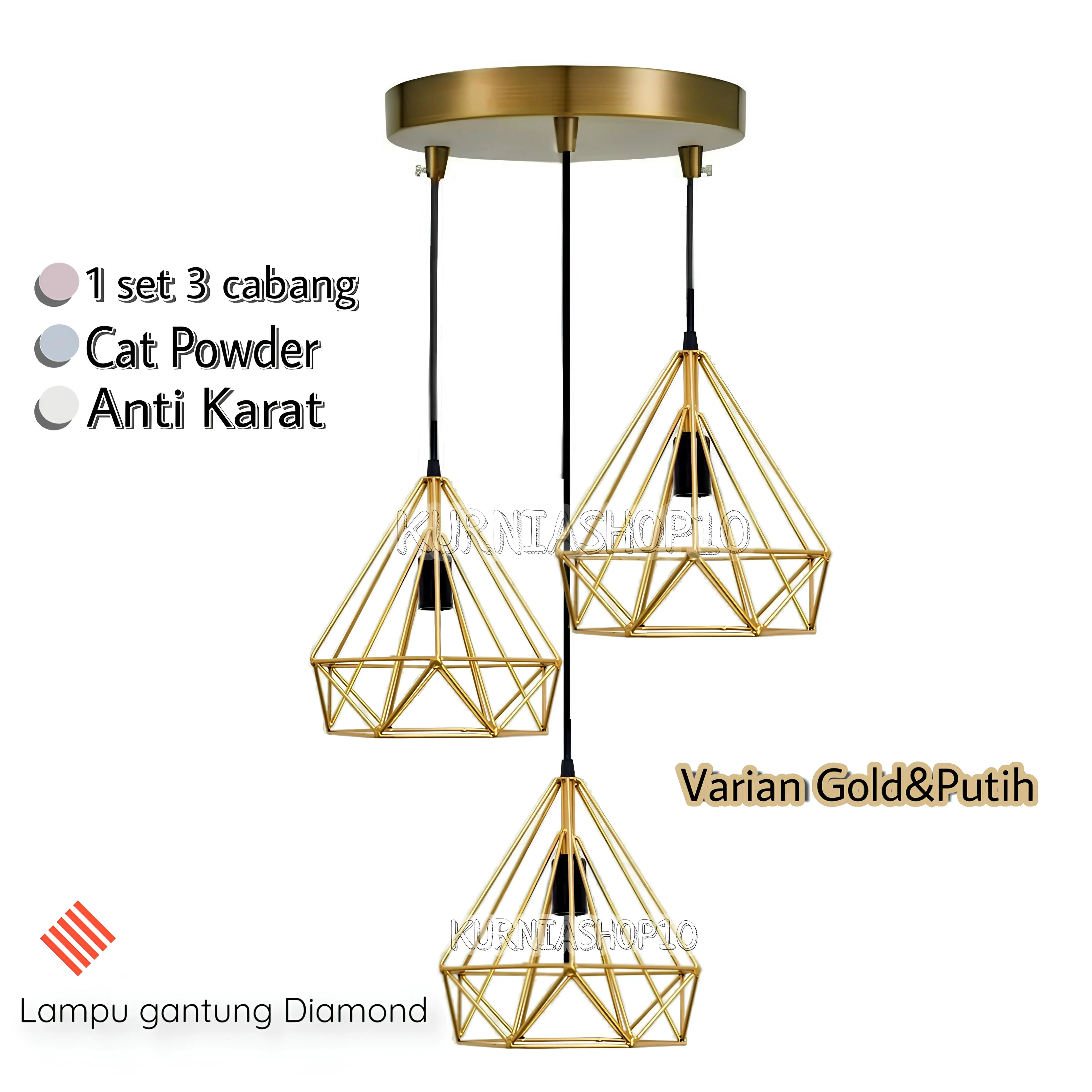 Lampu Gantung Minimalis kap Lampu Modern Warna Gold bulat Hitam Putih