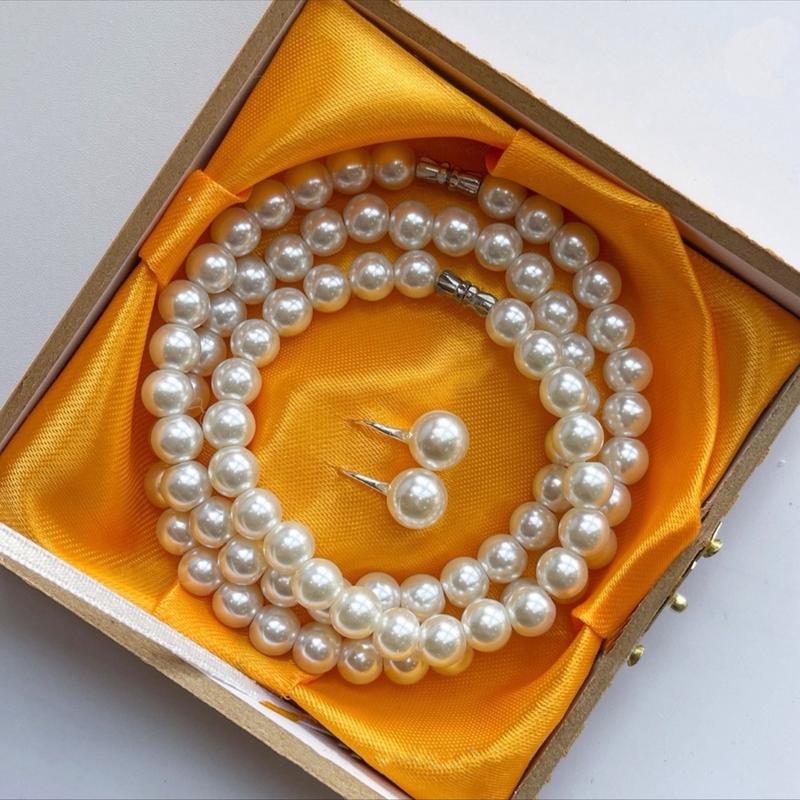 Bộ vòng ngọc trai nhân tạo cao cấp hộp gỗ sang trọng