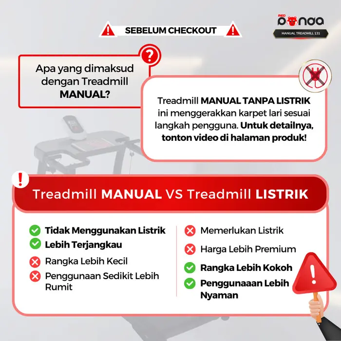 Manual Treadmill Redpanda 131 Super Murah Kokoh Kuat Multifunction - Hitam 3