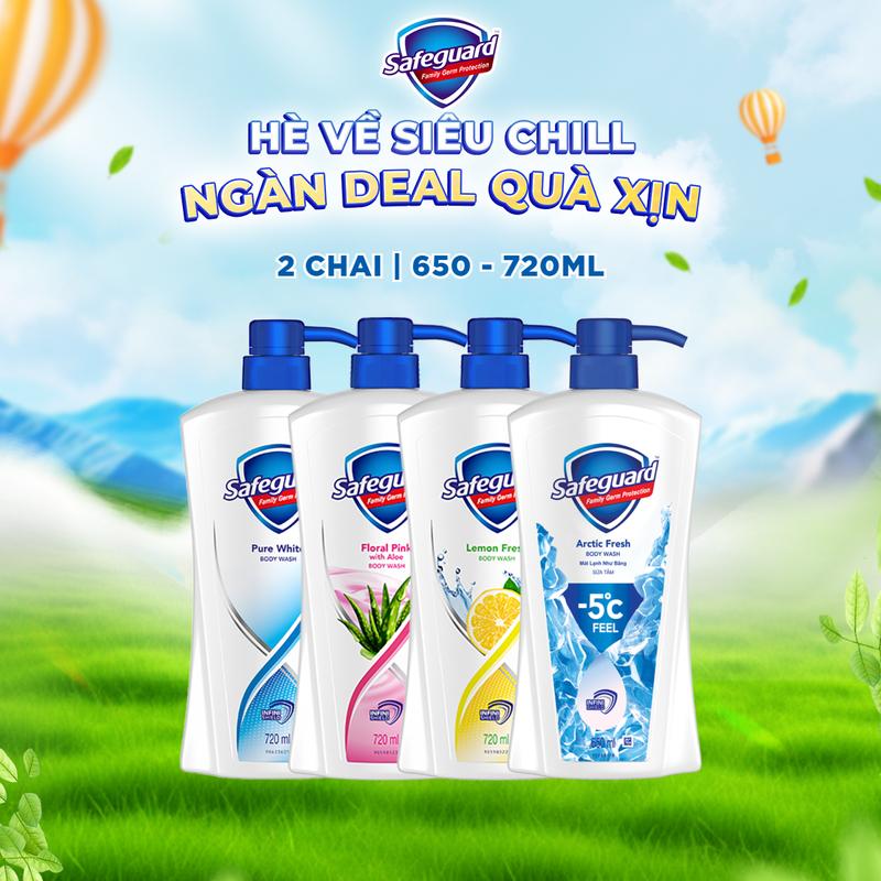   VÕ HÀ LINH X P&G  COMBO SỮA TẮM SAFEGUARD NHIỀU MÙI HƯƠNG 650 - 720ML 