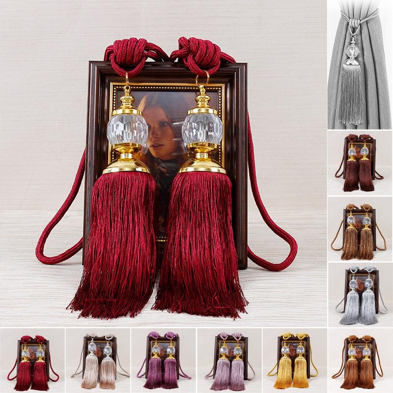 พู่ผูกม่าน 1 คู่ 2 ชิ้น 9 สีให้เลือก ตกแต่งลูกบอลลูกปัด 0