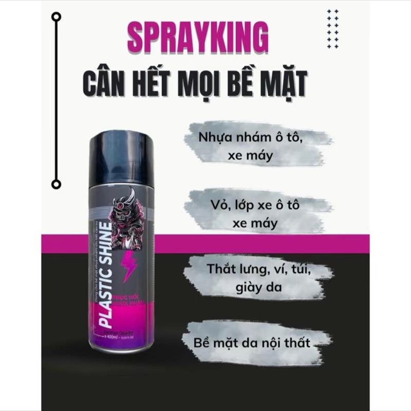 [Combo] ￼2 Chai Xịt Phục Hồi Dưỡng Nhựa Nhám Sprayking Plastic Shine 400ml Tặng Khăn Mẫu Mới Nâng Cấp 3
