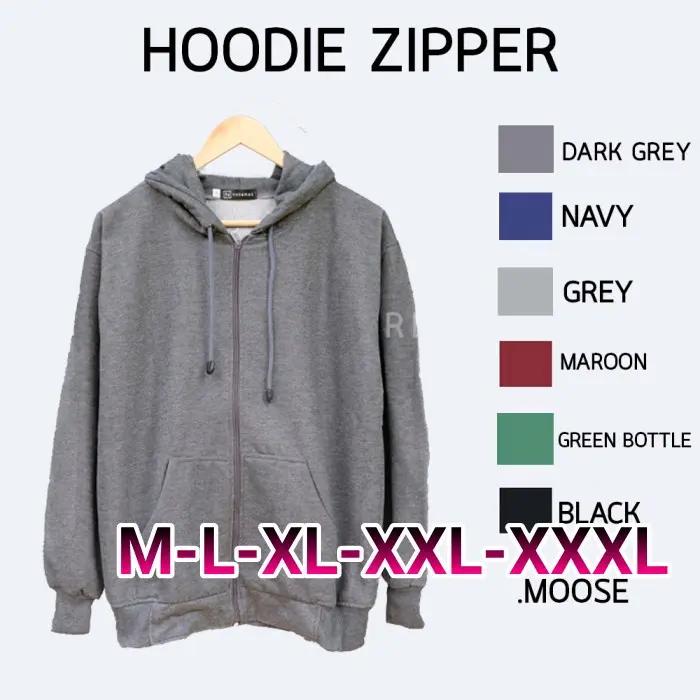 hoodie Zipper polos pria wanita size M-L-XL-XXL-XXXL Abu Hijau Mocca Sweater kain Fleece Biru Merah 0