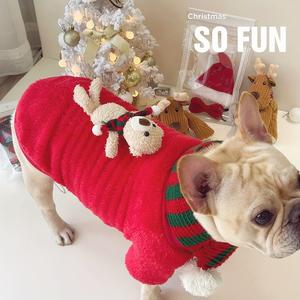 かわいいテディベアの犬のセーター、赤いリボンが付いたクリスマスハロウィーンの衣装、小さな中型犬の猫のための柔らかいぬいぐるみのフリース裏地のパーカー、居心地の良い暖かい冬のパーティーの写真の衣装、楽しいホリデーアパレル