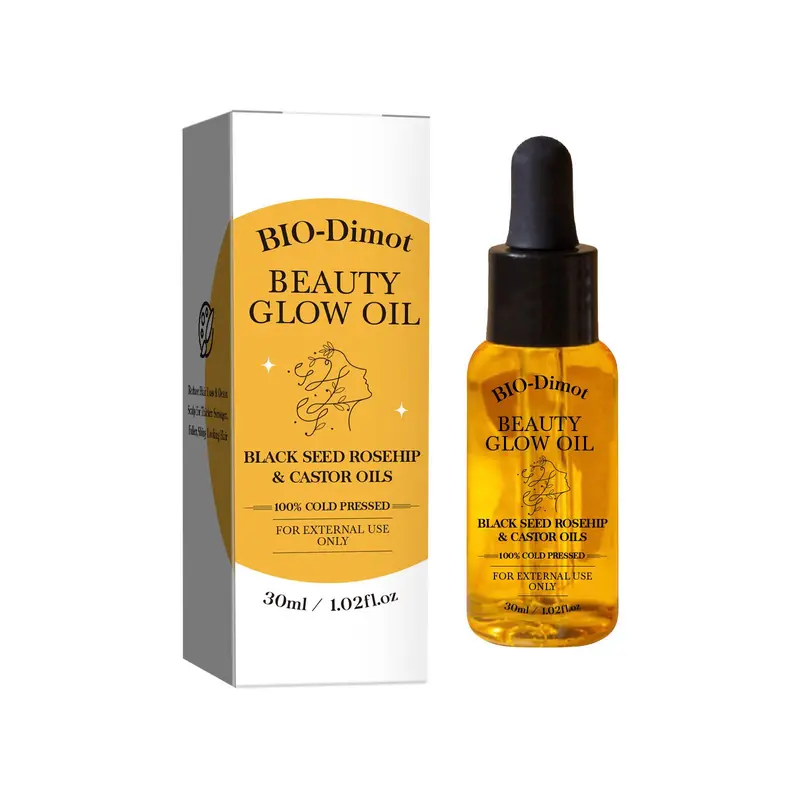 Black Seed Oil & Rosehip Oil & Castor Oil, Organic Cold Pressed Facial Moisturizer Serum, Natural Skincare Fortifying Hydrates Skin Moisturizing Beauty Glow Oil 8