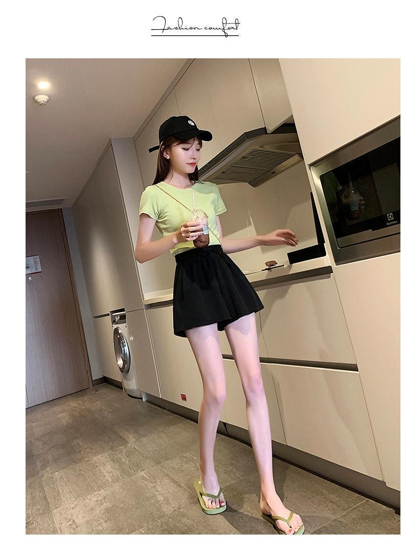 Product Introduction of Ice Silk Shorts for Women, Summer Thin Wide-Leg Casual A-Line Shorts, Versatile High-Waisted Home Three-Quarter Shorts for Women, Trendy Outdoor Wear 26