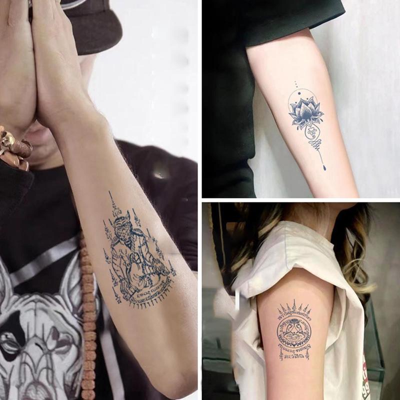 Product Introduction of SemiPermanent Thailand Tattoo Waterproof Spike Juice Herbal Stickers with Star Scripture Buddha B1Z5 39