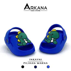 SANDAL ANAK LAKI-LAKI BABY BOYS KARAKTER DINO 1-3 TAHUN - ARKANA KIDS Bayi Balita Nyaman Hitam Biru Empuk