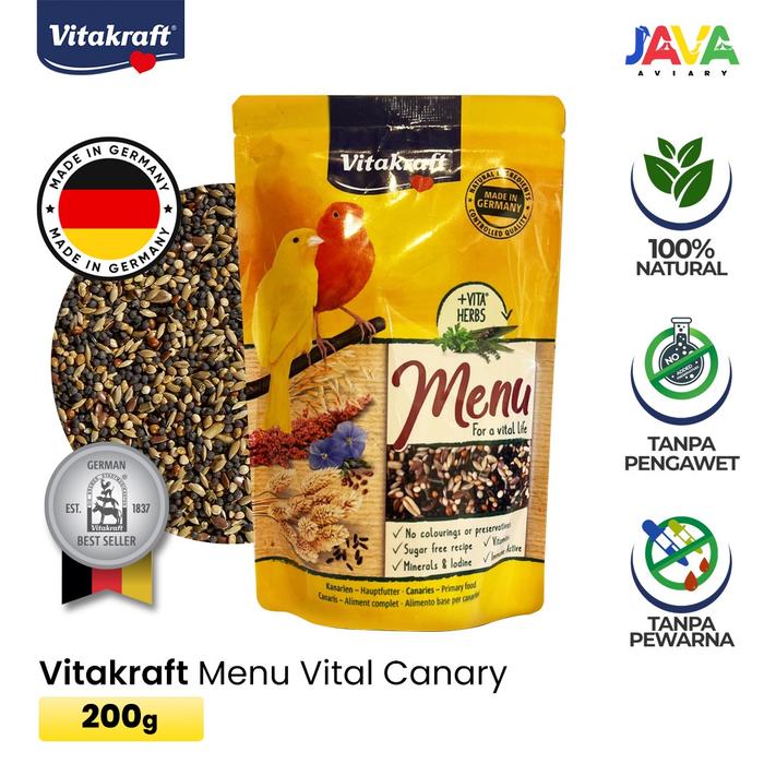 Gambar Vitakraft Menu 200gr Pakan Premium Kenari Import/Local Semua jenis Kenari - Canaries Bird Food pakan burung kenari 200gr dari Java Aviary Kota Administrasi Jakarta Selatan Tokopedia