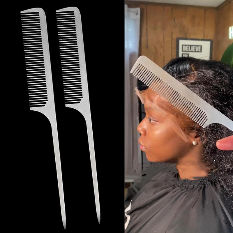 TikTok Shop Stainless Steel Hair Styling Combs for Wigs DIY Hot Combs and Lace Frontal Laying 2 Pieces