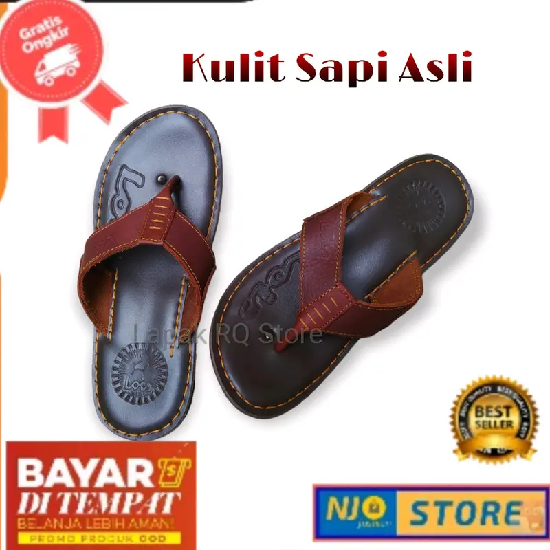 Sandal Kulit Pria Lois Kulit Asli Sendal Jepit Kulit Lois Asli Karet 0
