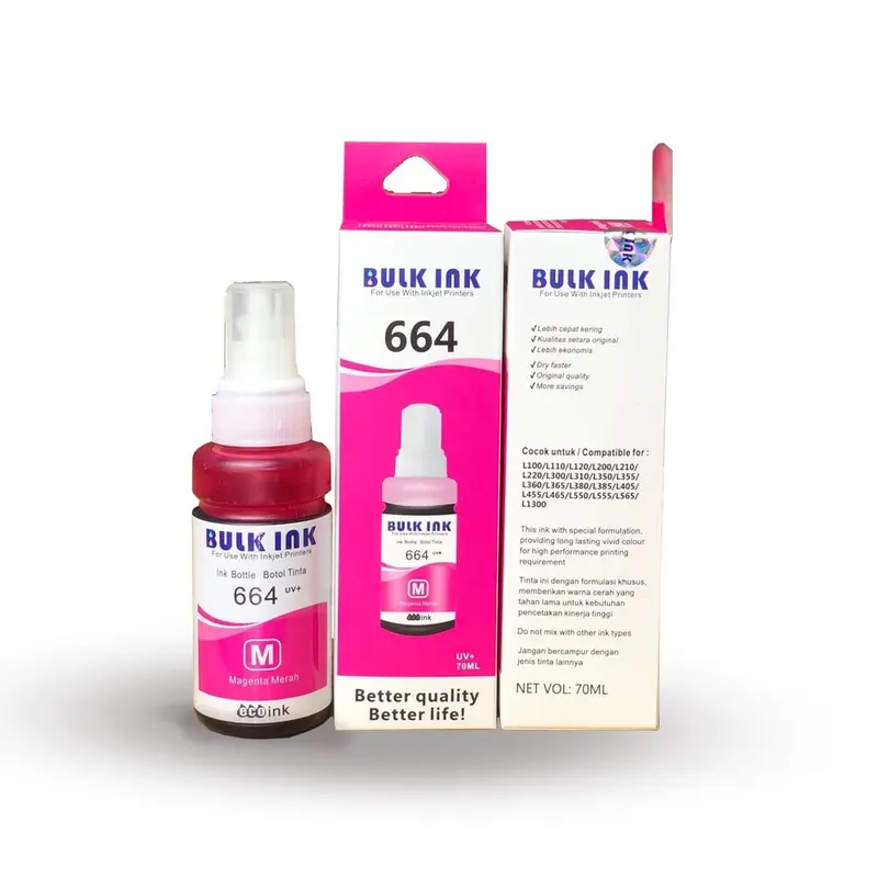 Tinta 664 Original Bulk Ink  L121 L120 L360 L310 L220 L210 L300 L200 L1300 Aman Untuk head 3