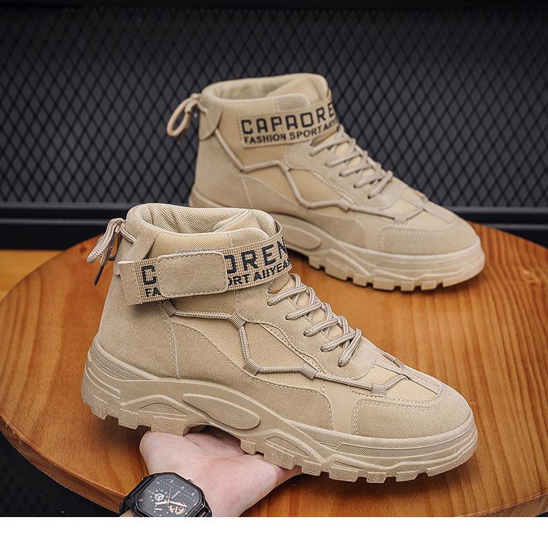 Product Introduction of in Stock Men's High-Top Martin Boots Worker Boot High-Top Motorcycle Boots in Stock Men's High-Top Martin Boots Worker Boot High-Top Motorcycle Boots Autumn Men's Martin Boots Mid-Top Retro British Style Worker Boot Trendy High Top Platform Casual Shoes 9 14