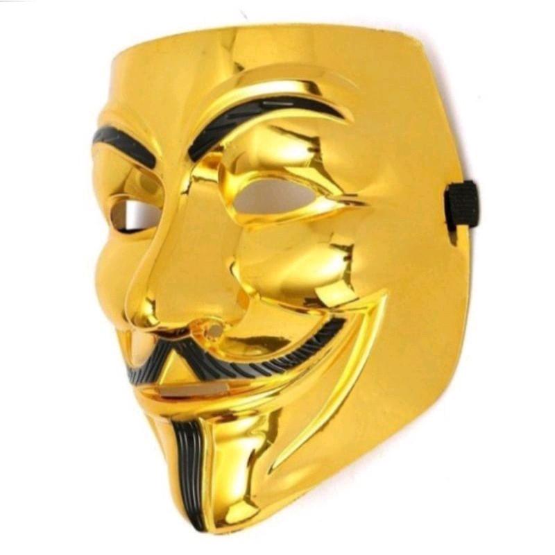 Topeng hacker gold emas limited edition Plastik Remaja - Shop | Tokopedia