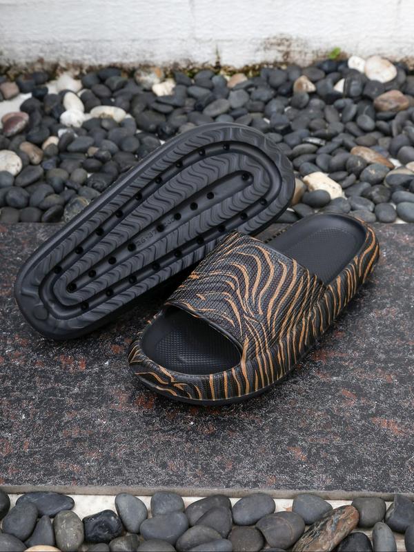 Women's Random Striped Print Slides, Casual Soft Comfortable Non-slip Slippers, Summer Beach Slippers, Fashionable Slippers for Indoor & Outdoor Wear, Walking Shoes 1