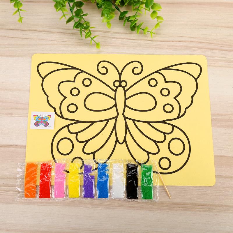 Product Introduction of Creative Toy Large Yellow Bottom Sand Painting Diy Set Children's Creative Color Sand Hand Painting Material Set 1