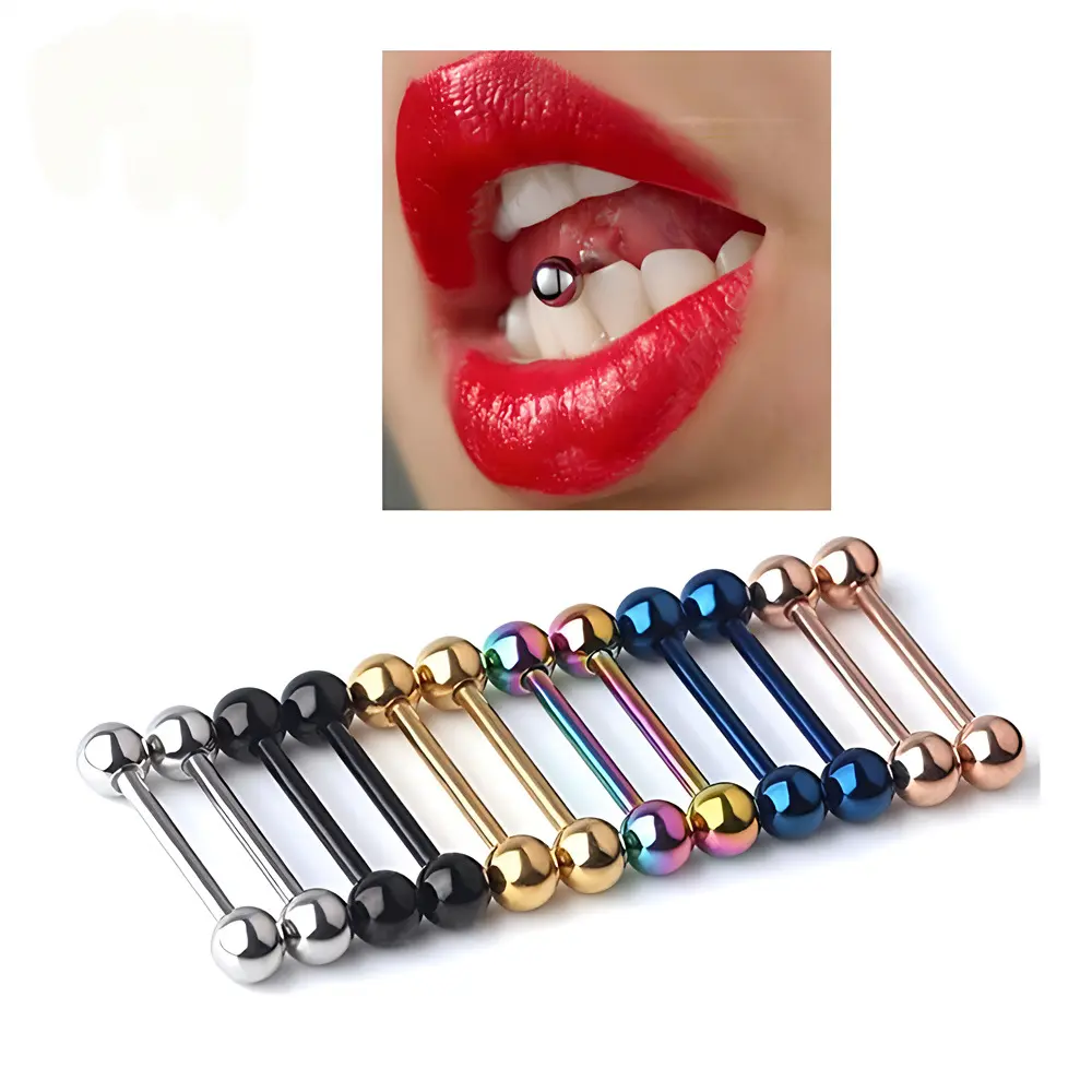 Trend Stainless Steel Straight Rod, Round Ball, Nipple Ring, Tongue Stud, Hot-selling Human Body Puncture Jewelry in Europe and America, Pinna Ear Bridge Nail Texture