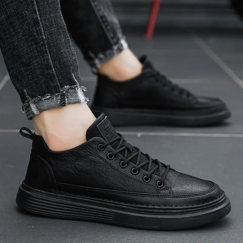 Giày Sneaker Nam, Giày Da Nam Cao Cấp Kiểu Mới 2024 Shoes Cao Su Đế Bằng Đế Cao 3