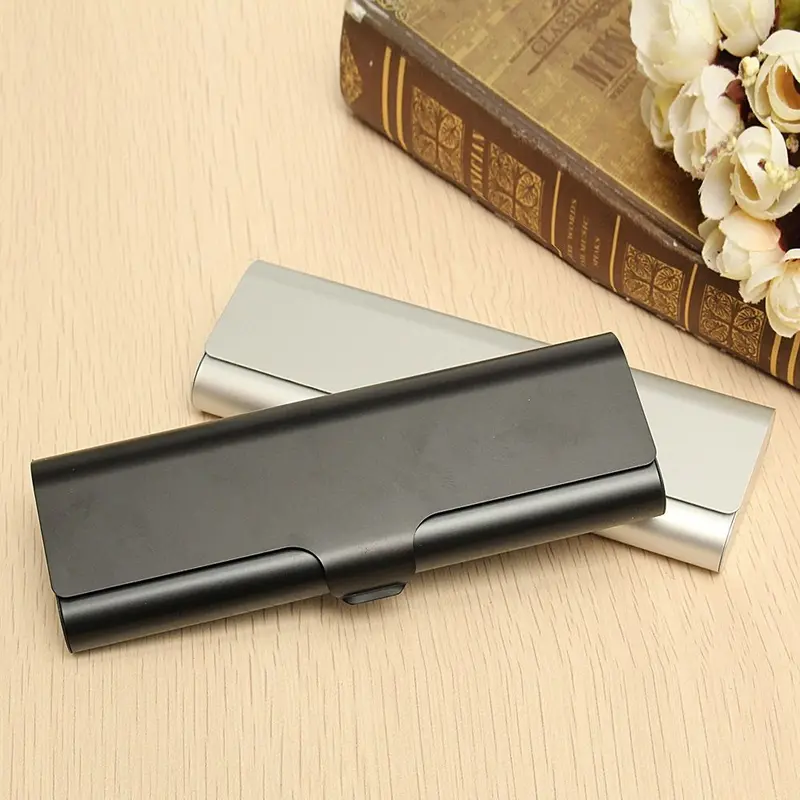 Hộp đựng kính kim loại 1 mảnh, hộp bảo vệ Màu bạc màu đen, hộp đựng kính mắt di động để đi du lịch, bộ tổ chức kính râm nhỏ 0