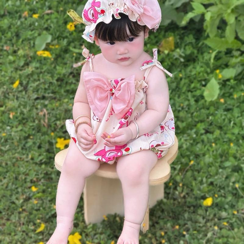 Bodysuit Cho Bé Phối Nơ Xinh Body Em Bé  Chất Organic Mềm Mại Thoáng Mát Từ 3-12kg 1