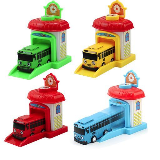 Combo Đồ chơi xe buýt Tayo kèm nhà xe có nút bấm đẩy cho xe chạy the little Tayo bus Toy