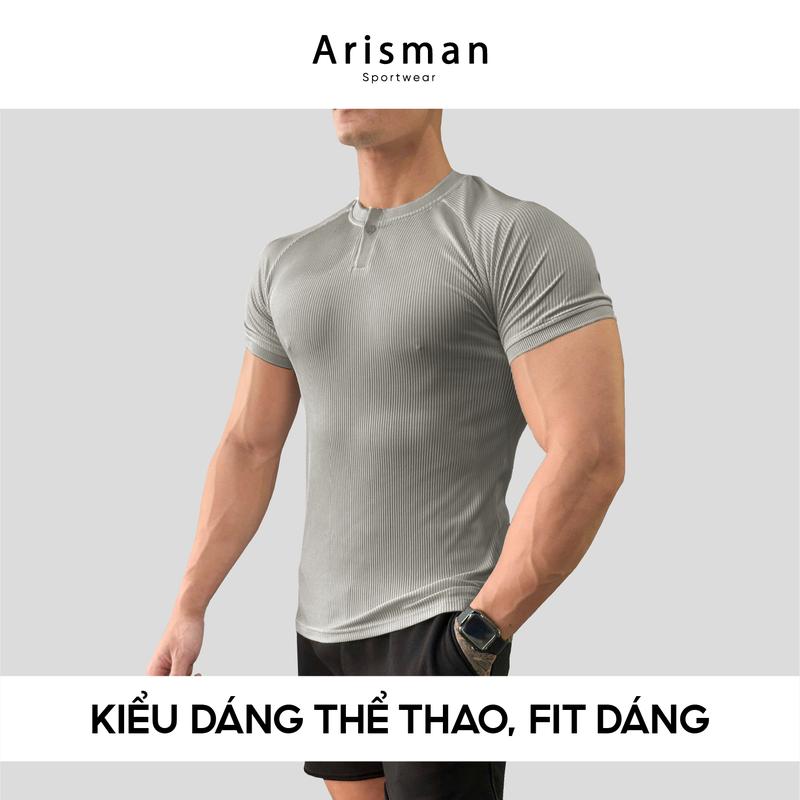 (Ưu Đãi Mở Bán) Áo Thun Thể Thao Nam CỔ KHUY Arisman Sport - Chất Vải Mát Lạnh Thoáng Khí, Co Giãn, Thoải Mái Vận Động Tập Gym 1