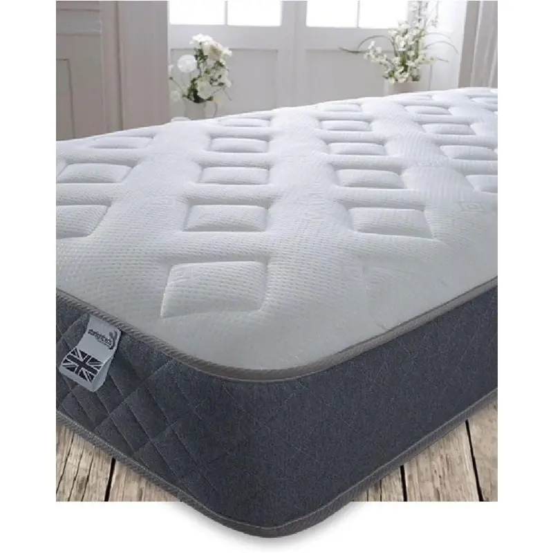 Deluxe  Essentials Jump n Tac Small Shorty Memory Foam Mattress with Springs. 7.5 Inch Hybrid 2ft6 x 5ft9 Budget Mattress. Soft, Grey Border (75 x 175 x 19 cm)
