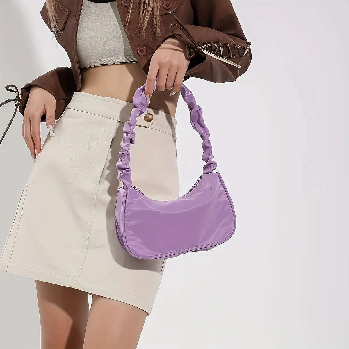 1pc Mini Cute Knitted Cellphone Bag, Kawaii Heart Print Crossbody Bag, Fashion Handbag, Card Holder & Purse