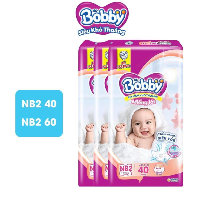 COMBO 3 Bobby Miếng lót sơ sinh Newborn 2 - NB2 60 miếng 40 miếng cho bé