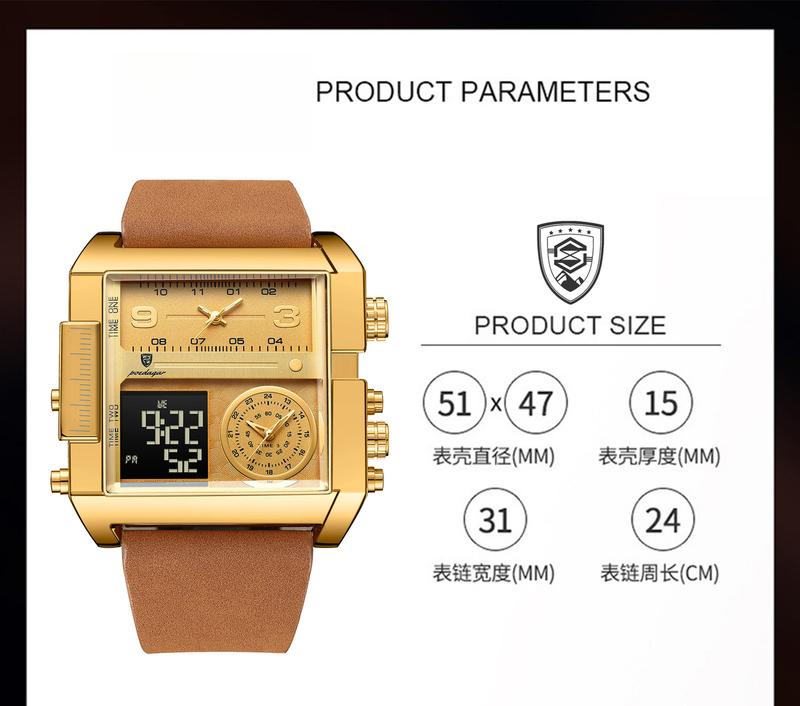 Product Introduction of Đồng Hồ Điện Tử Nam, Thương Hiệu Thụy Sĩ, Hàng Mới Về, Màn Hình Kép, Phong Trào Thạch Anh Điện Tử 4