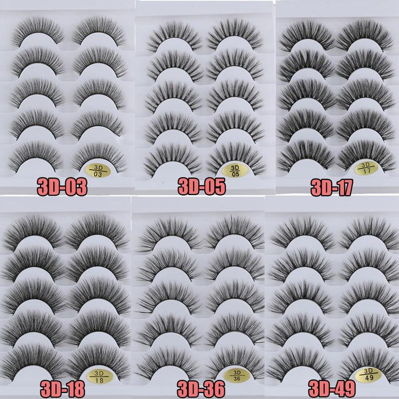 Dụng Cụ Trang Điểm Mắt, SKONHED, 5 Cặp, Lông Mi Mắt Tự Nhiên, Dài Và Mỏng, Ống Loe Và Bồng Bềnh, Nhiều Lớp, Nối Mi Giả, Lông Chồn Giả 3D, Thiết Kế Đan Chéo 2